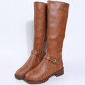 Zipper low heeled long leg boots high leg women's boots