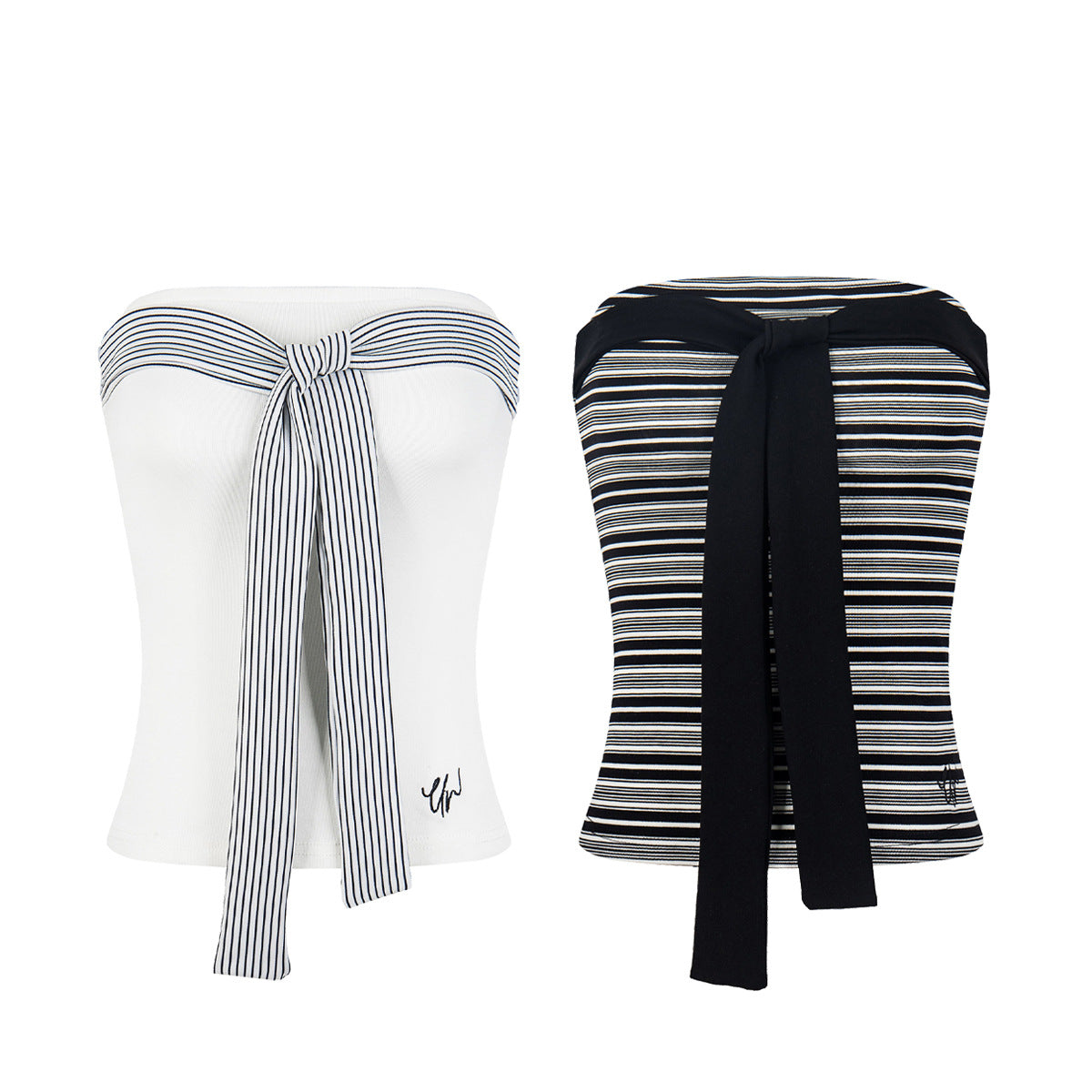 Bow Crop Top for Women, Fitted Slimming Embroidered Knit Vest