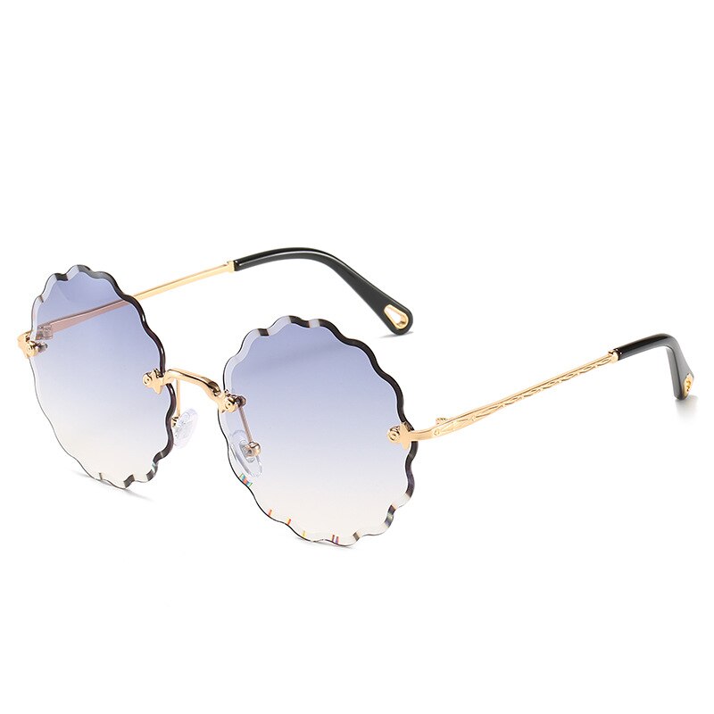 Driving Glasses Women Round Diamond Trimming Frameless Sunglasses Sun Flower Sunglasses Gradient Vintage Fashion Glasses