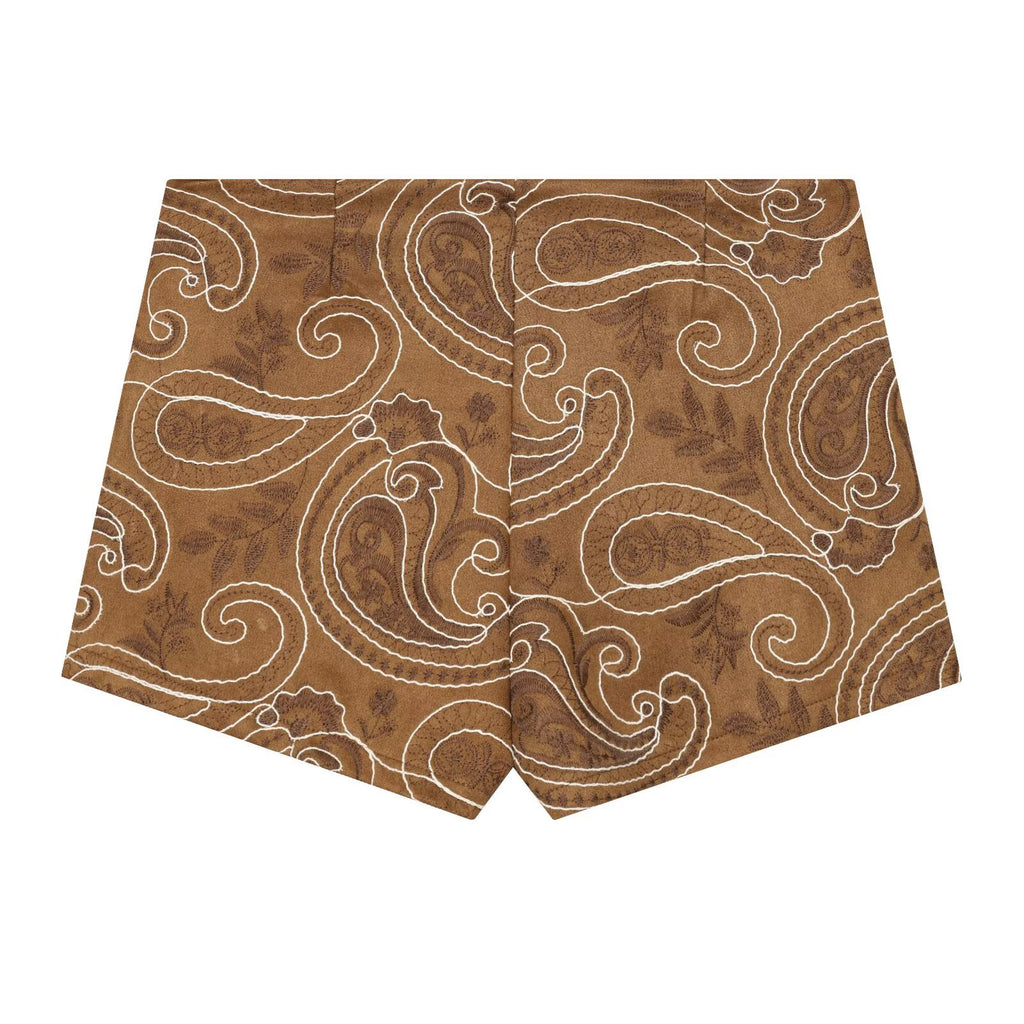 Spicy girl embroidery imitation suede leather skirt pants