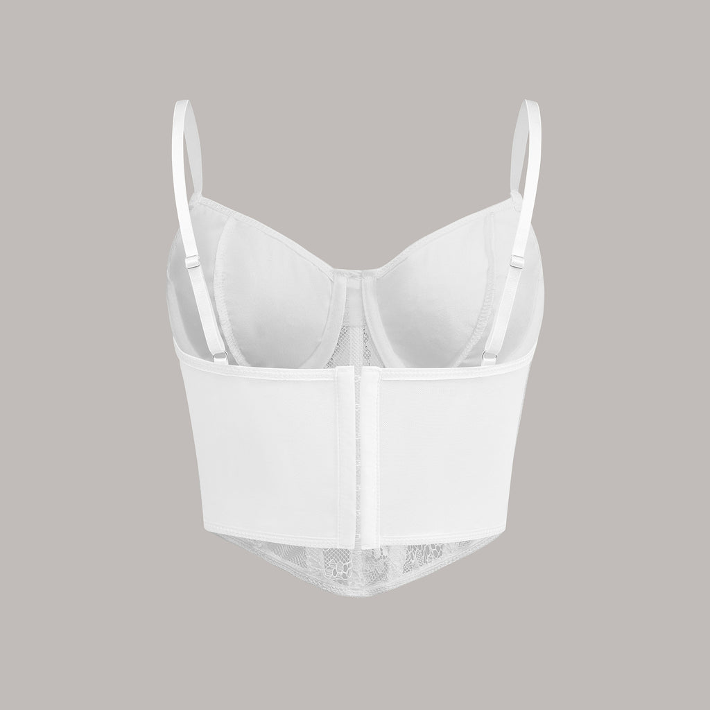 Lace Fitted Bustier Boned Crop Top