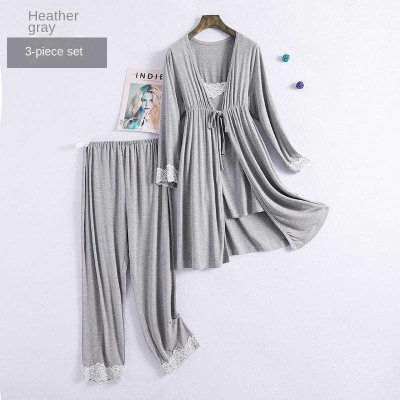 Modest Modal Postpartum Clothing Lightweight Pregnant Sleepwear Home Wear Fashion Dress Nursing Set Two-Piece Set