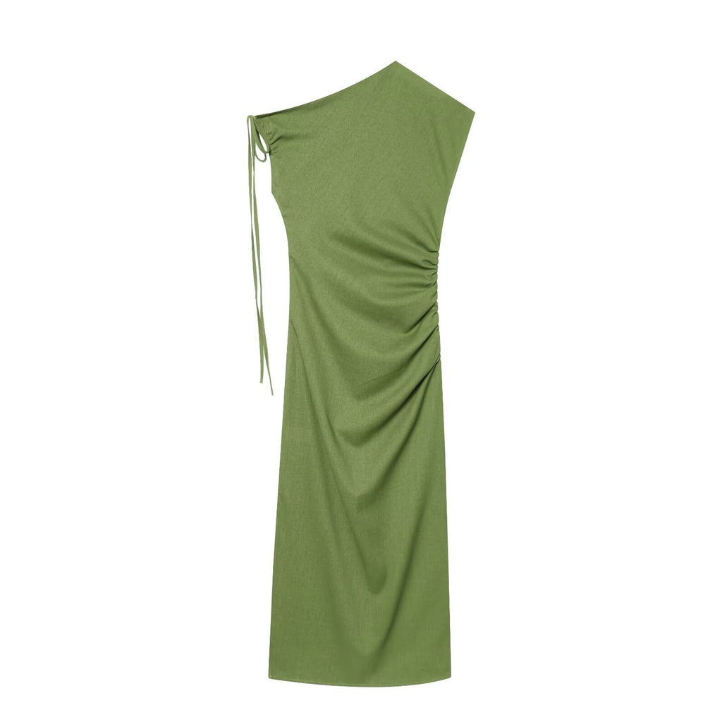 Flax slim cut slit shoulder dress