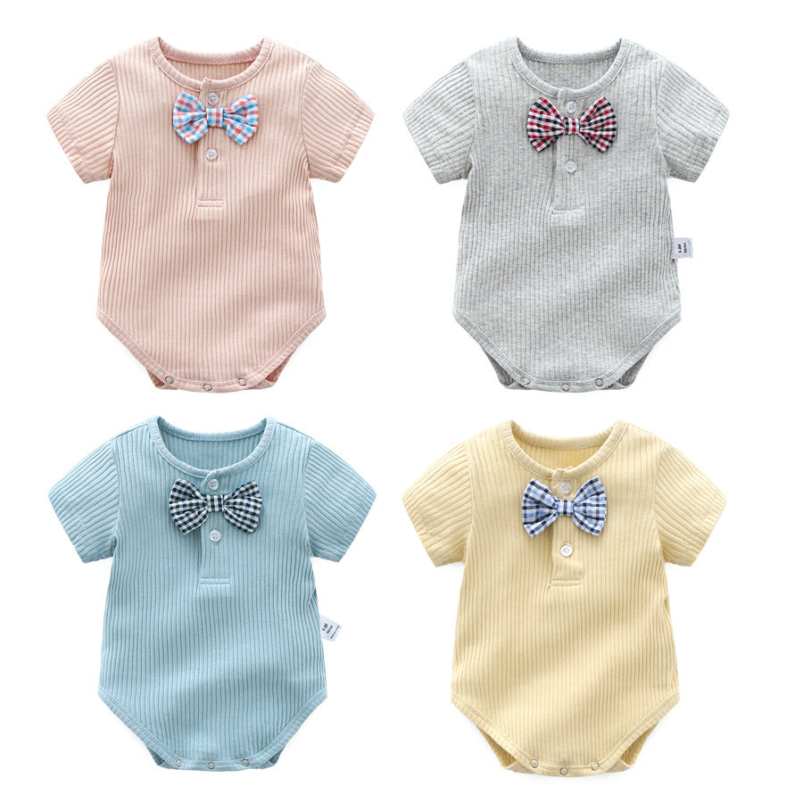 Round neck short sleeved summer baby jumpsuit