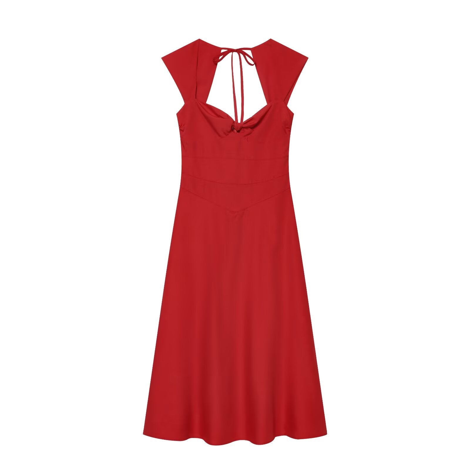 Square neck sleeveless neckline twisted backless dress