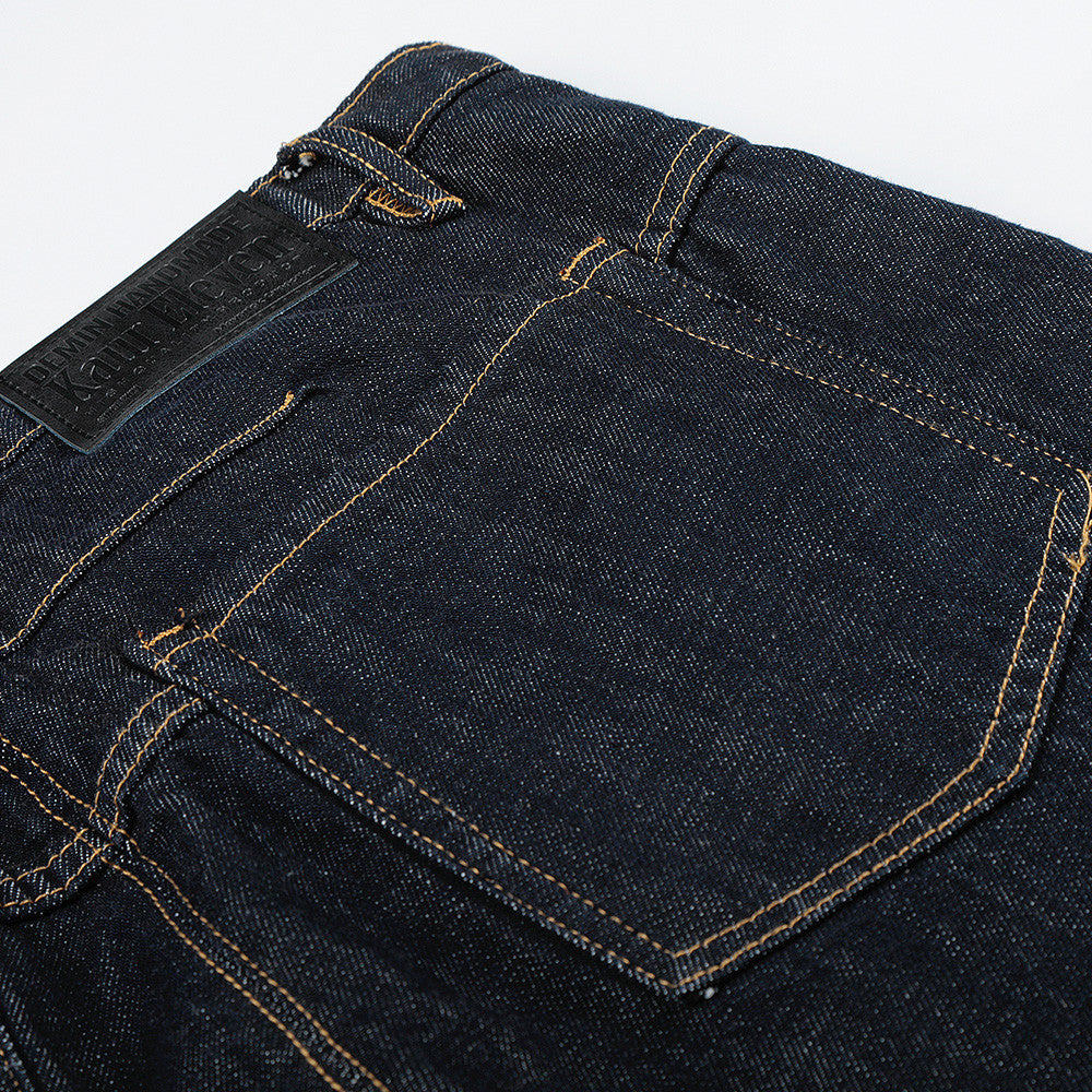 Front pocket double row button open front denim pants
