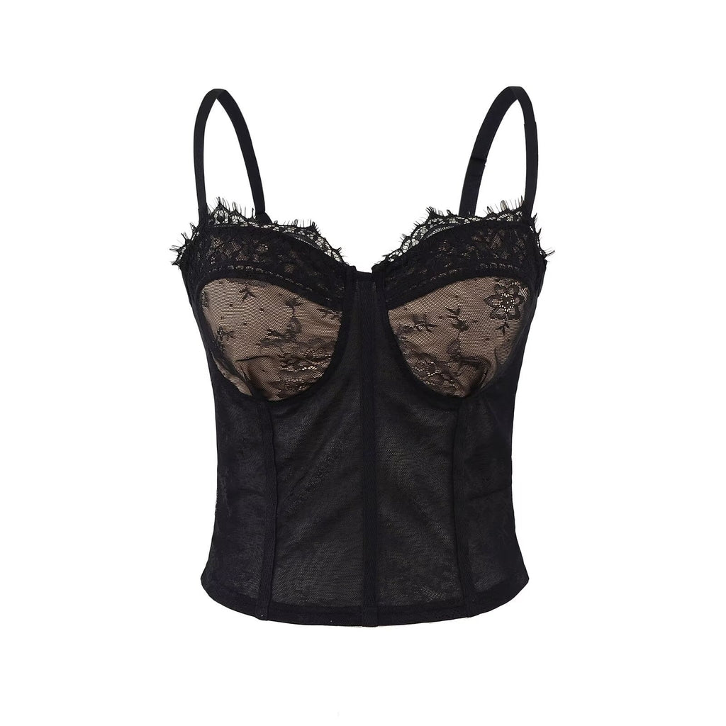 Sexy slim lace cup suspender