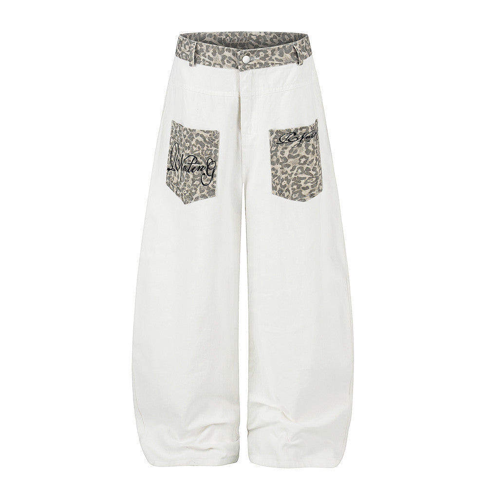 Workwear denim curved knife pants