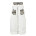 Workwear denim curved knife pants