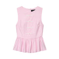 Sleeveless knot buckle embellished short skirt style hem top