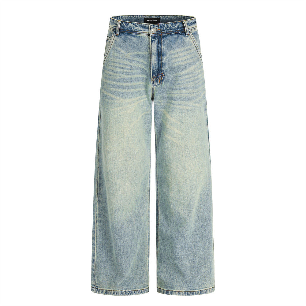 Washed denim jeans for men