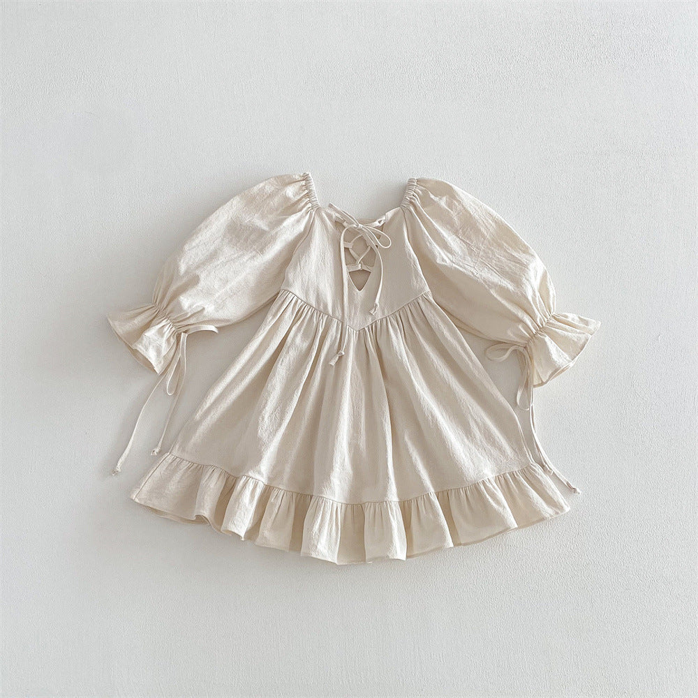 Girl's doll collar bow dress