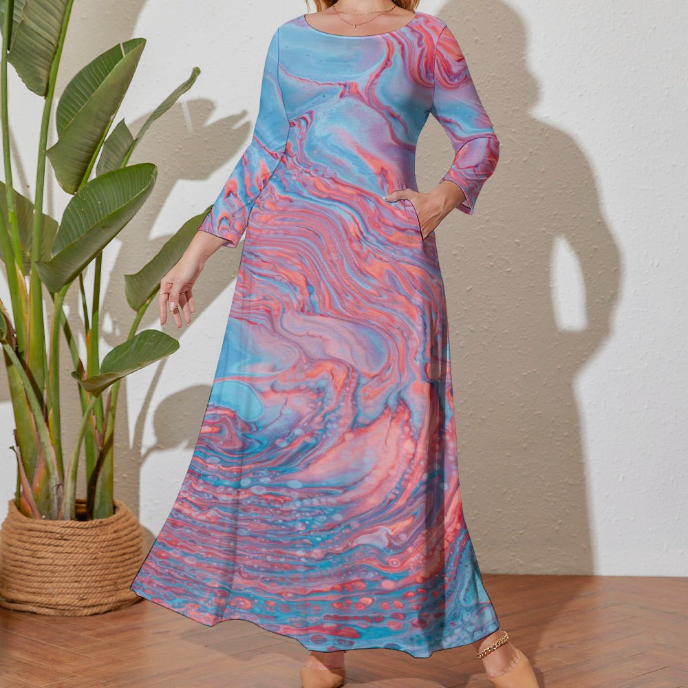 Plus Size Loose Crew Neck Long Sleeve Dress