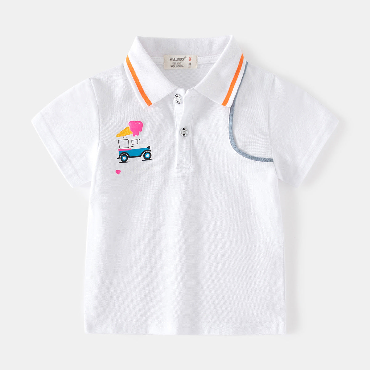 Cartoon Print Boys' Fashion Short Sleeve Cotton Polo Shirt for Kids