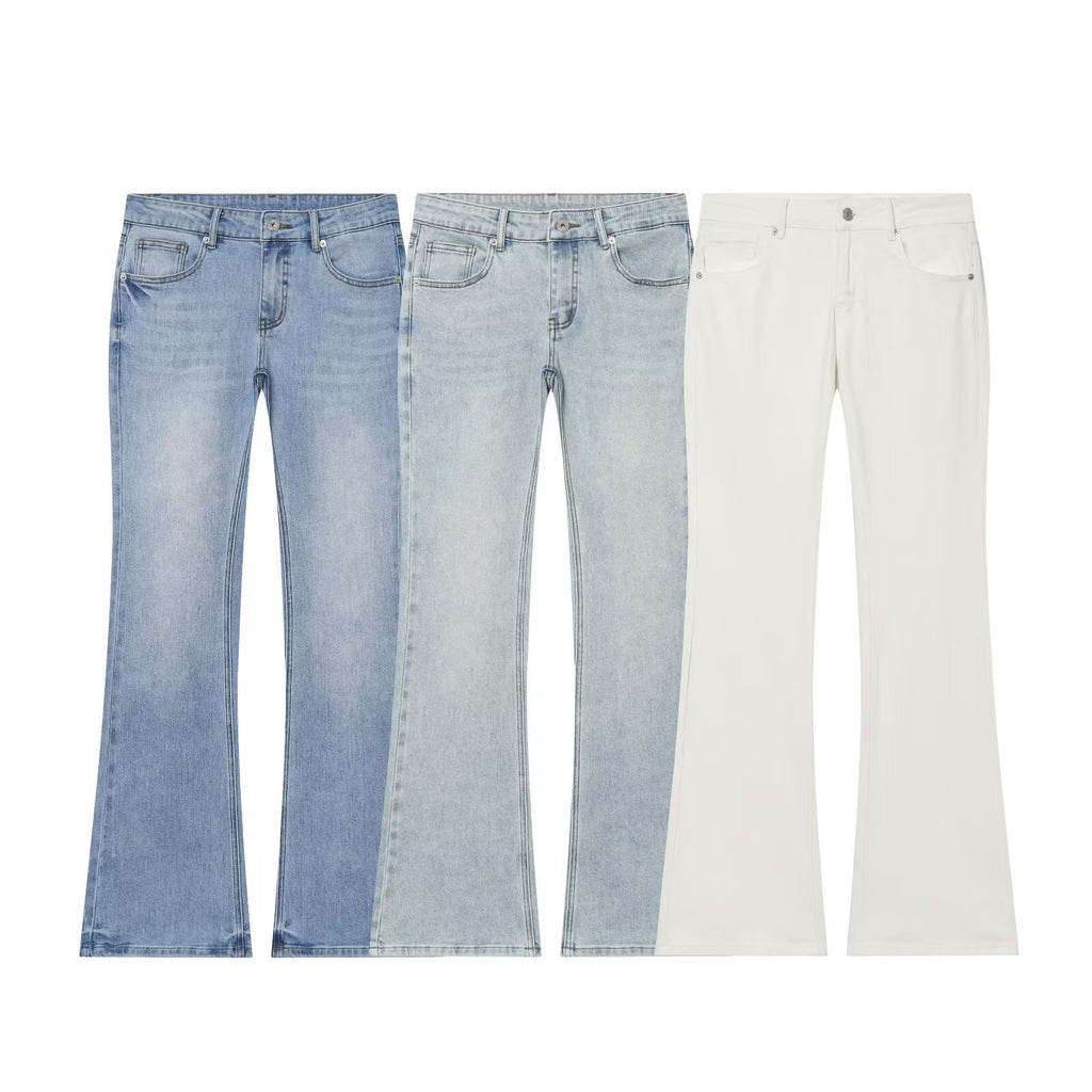 Retro style low waisted flared jeans