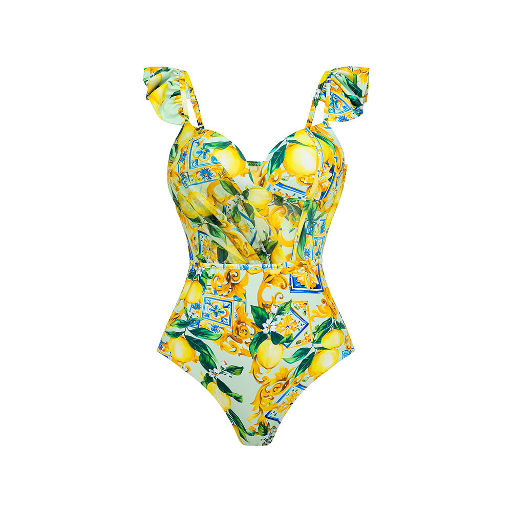 One-Piece Swimsuit for Women, Retro Design, Vacation Set Dress Swimwear