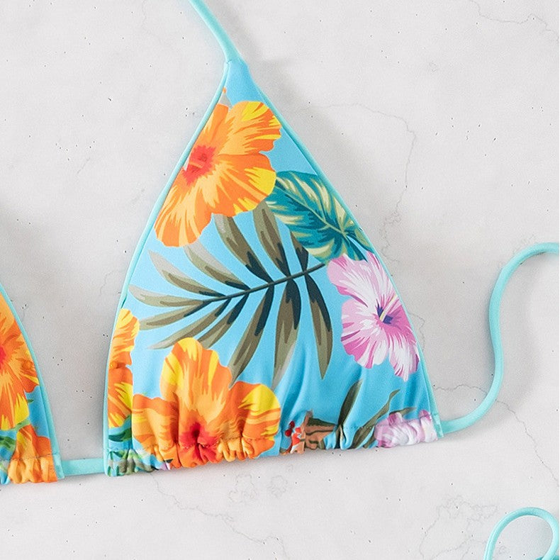Rainforest printed triangle bikini