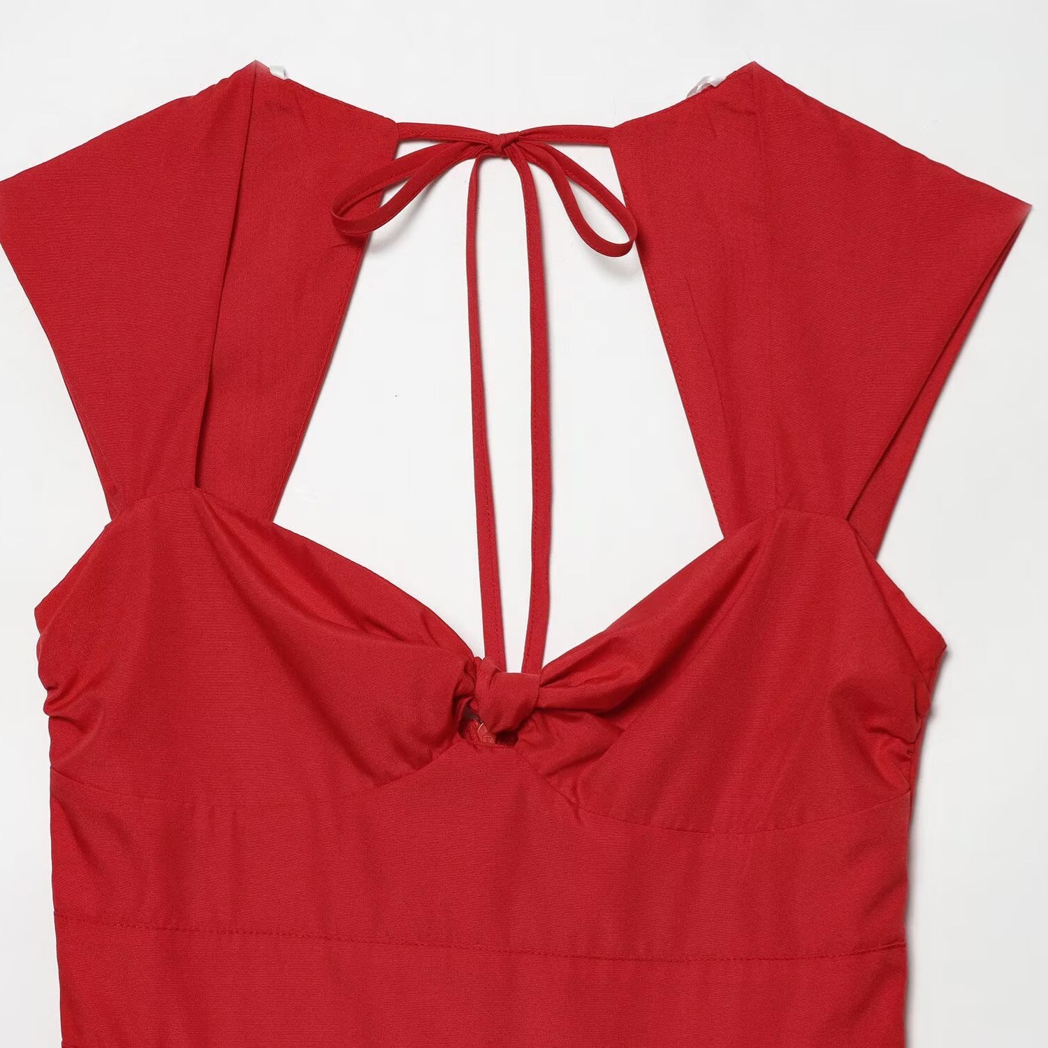 Square neck sleeveless neckline twisted backless dress