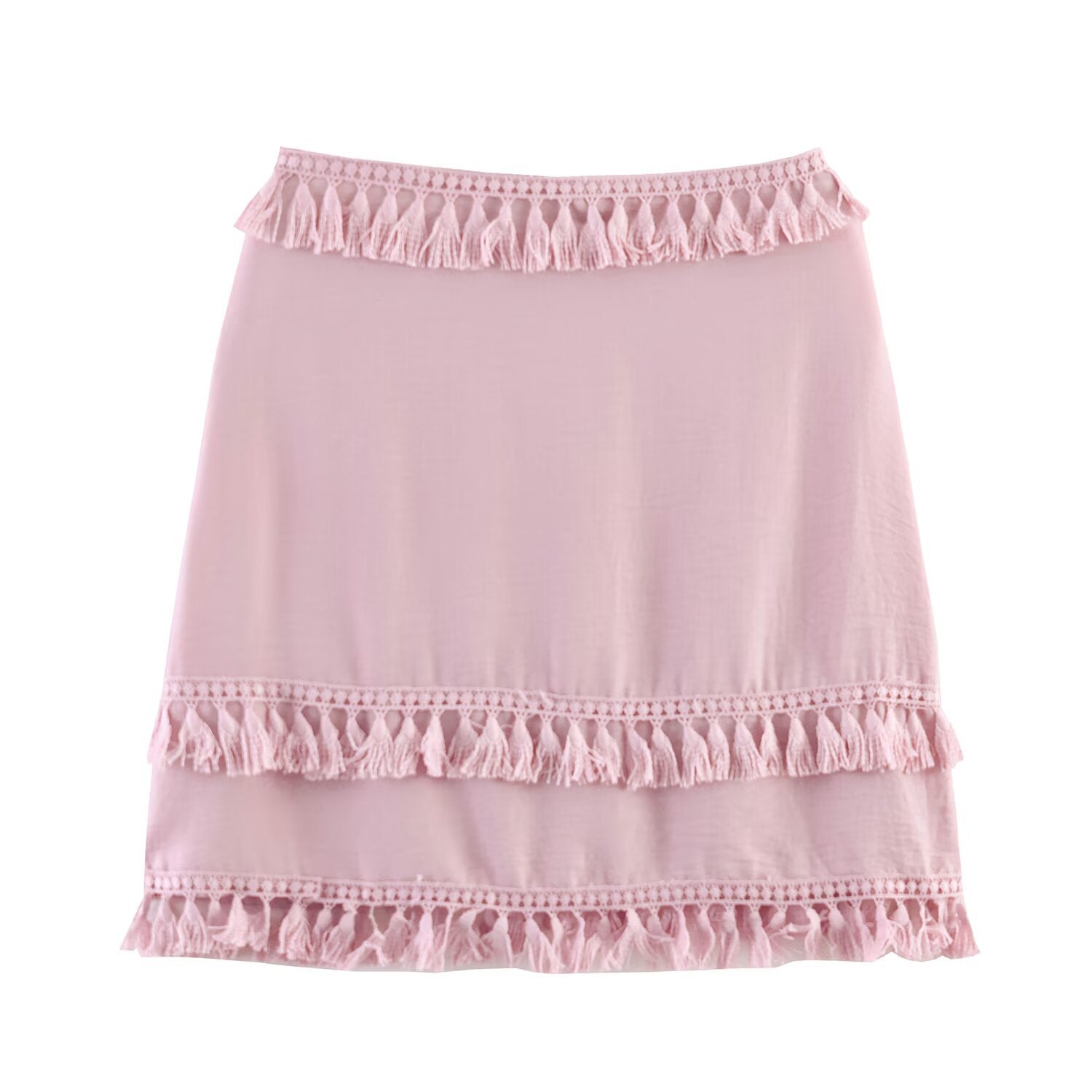 Spicy girl tassel lace short high waisted skirt