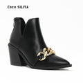 Short Boots Large Thick Heel High Heel Chelsea Women's Boots