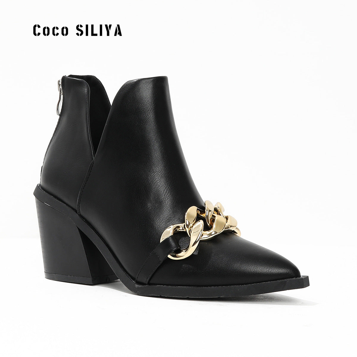 Short Boots Large Thick Heel High Heel Chelsea Women's Boots