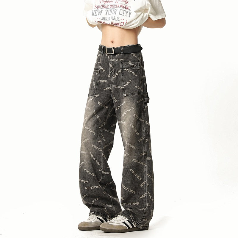 Straight-leg denim pants for men