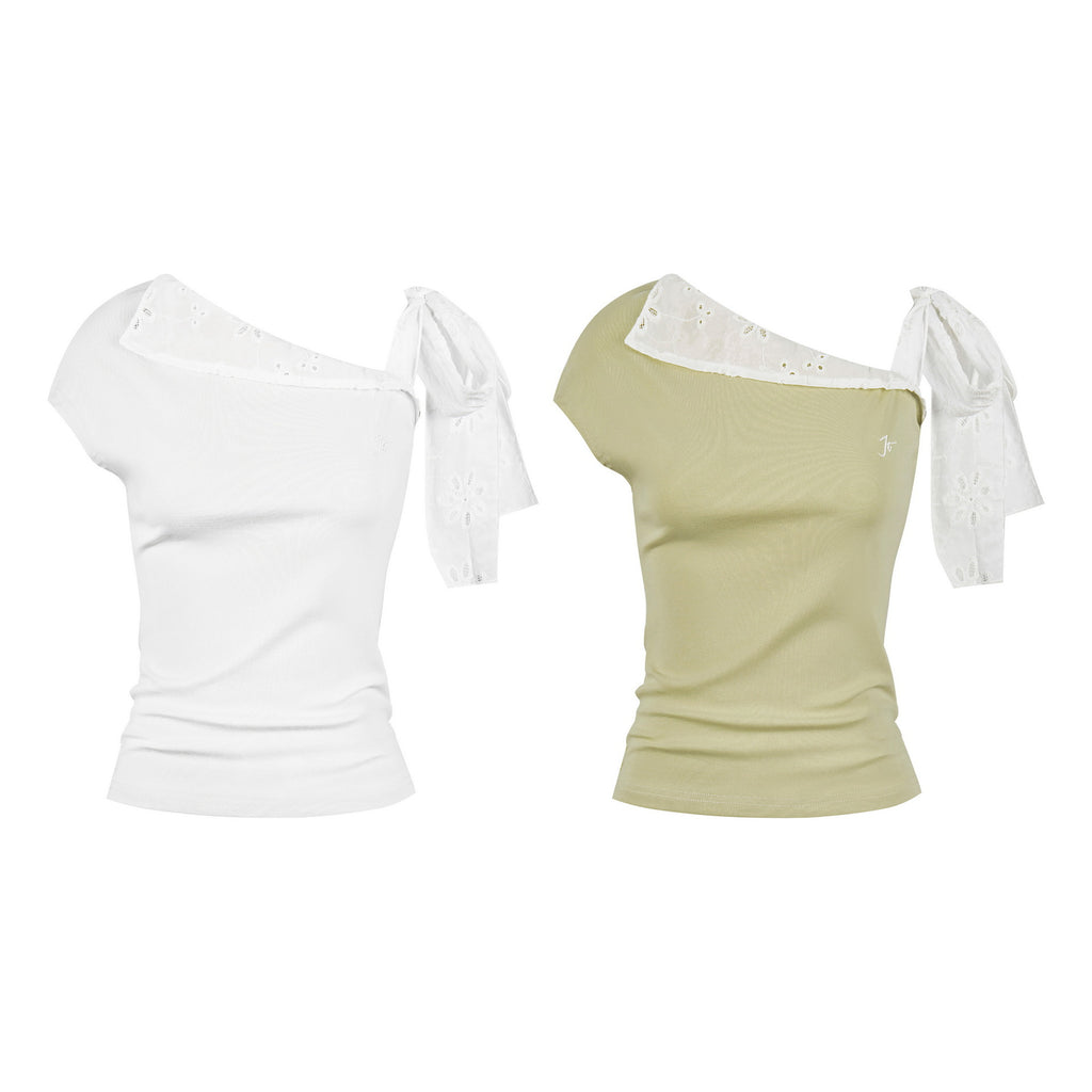 Spliced Casual Short Sleeve Letter Embroidery T-shirt Women's Summer Fashion Top