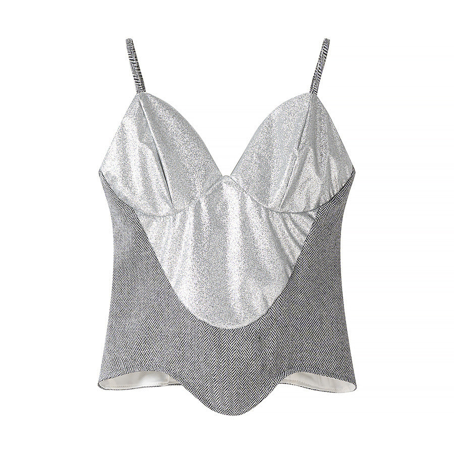 Spicy girl sequined camisole top+skirt set