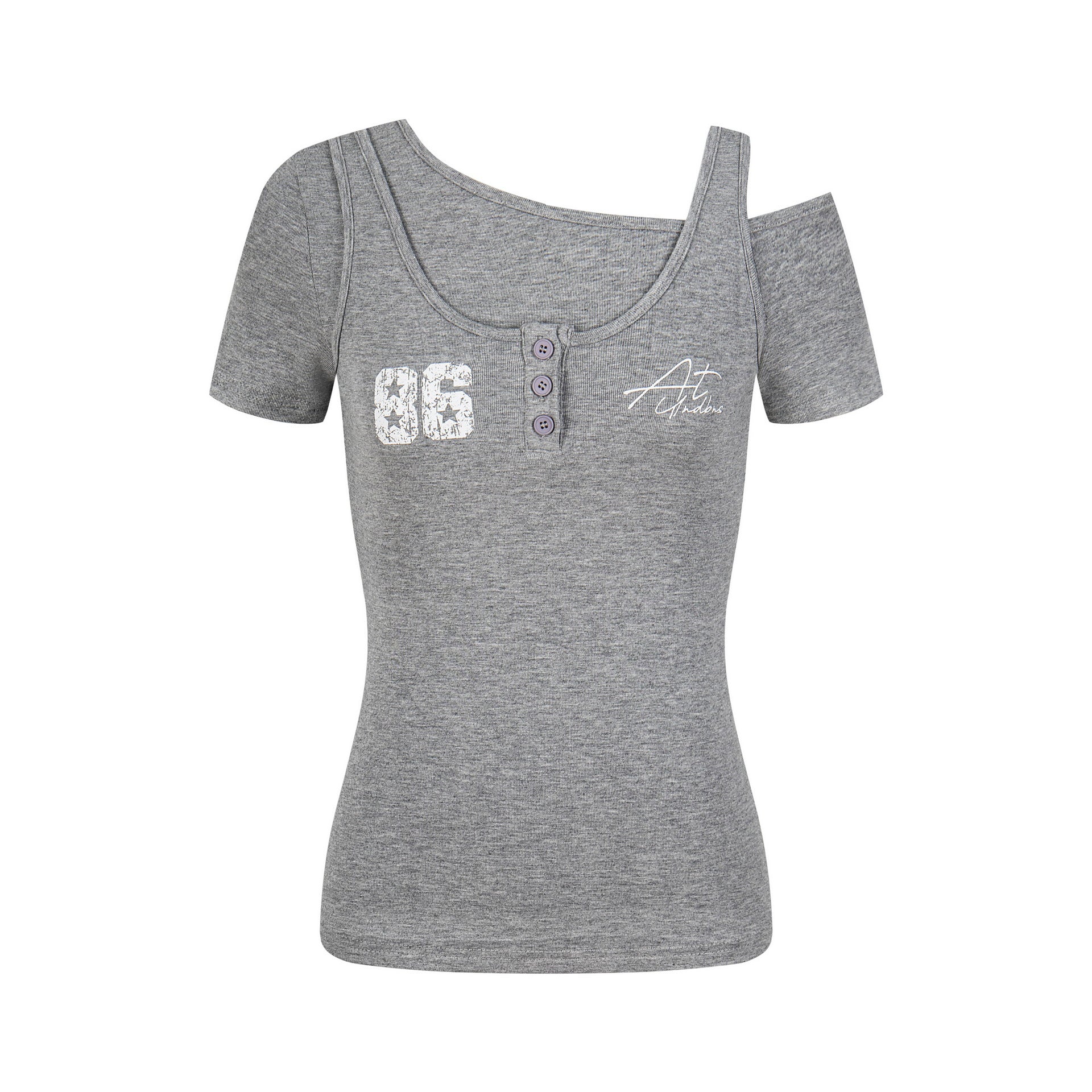 Women's Fake Two-Piece Slim Fit Casual Short Sleeve Minimalist Letter Print T-Shirt