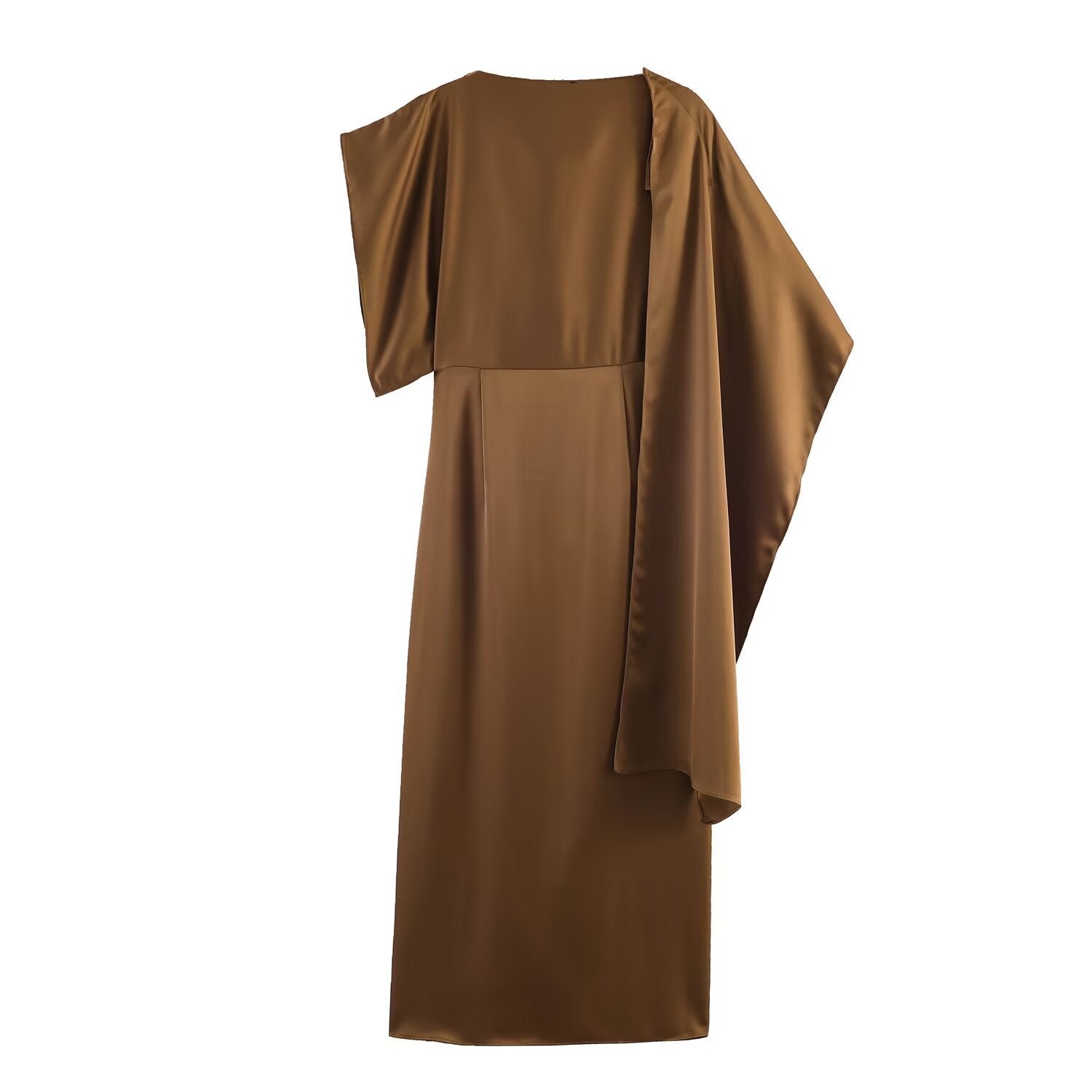Satin texture layered asymmetric dress