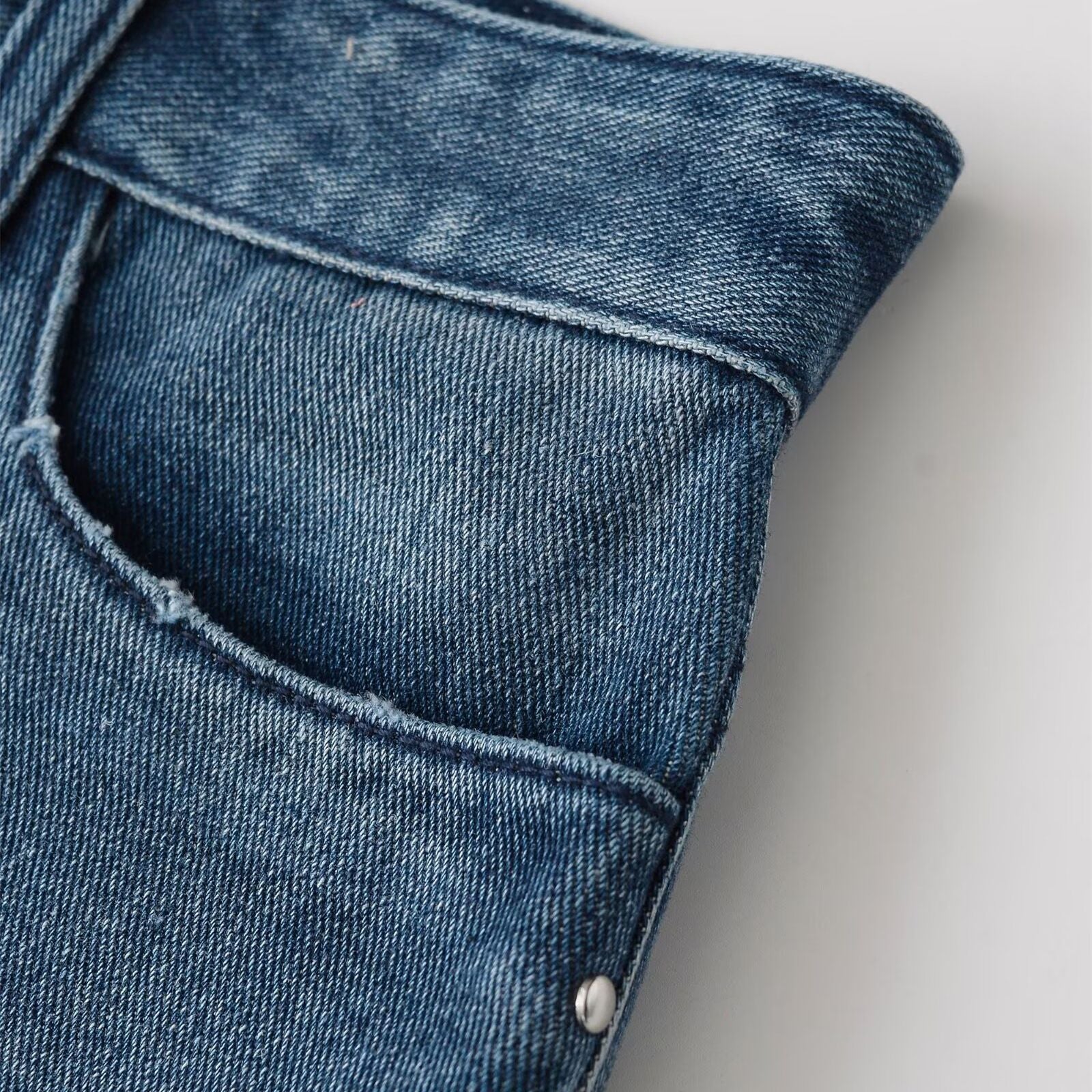 Hot girl mid waist studded denim shorts