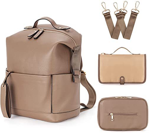 Mommy bag PU mommy bag large capacity mother and baby bag backpack