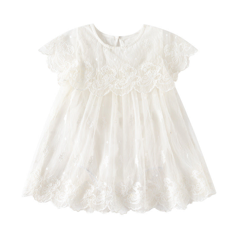 Mesh round neck short sleeved dress