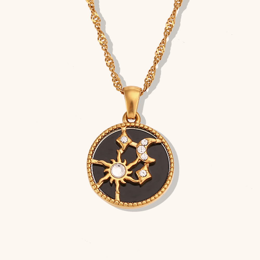 Pendant necklace women's line sun moon stars shells round necklace