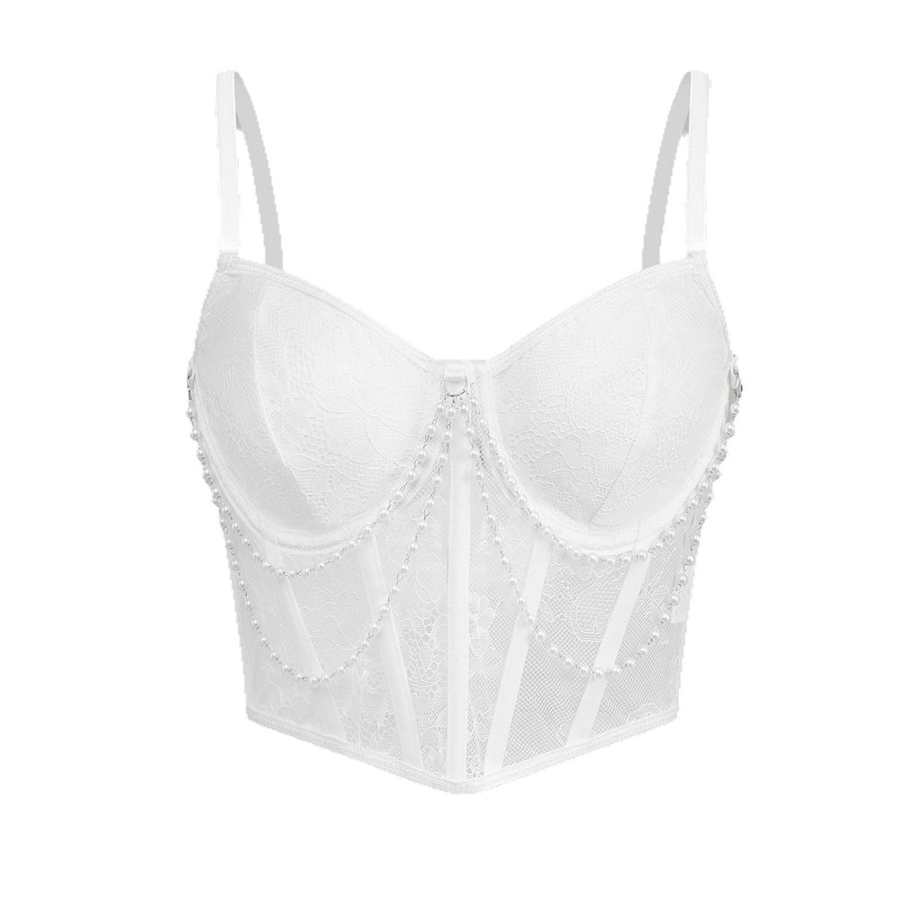 Lace Fitted Bustier Boned Crop Top