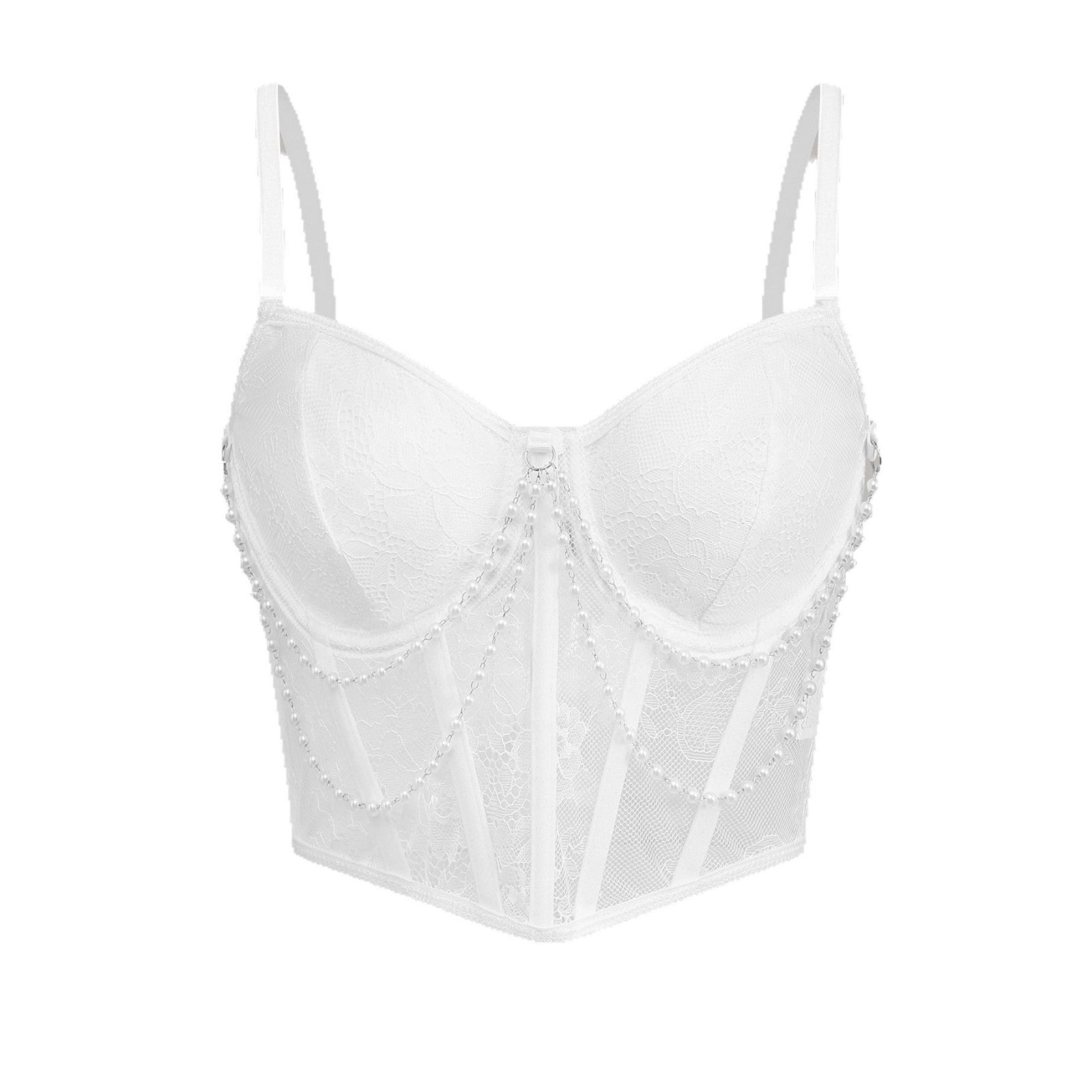 Lace Fitted Bustier Boned Crop Top