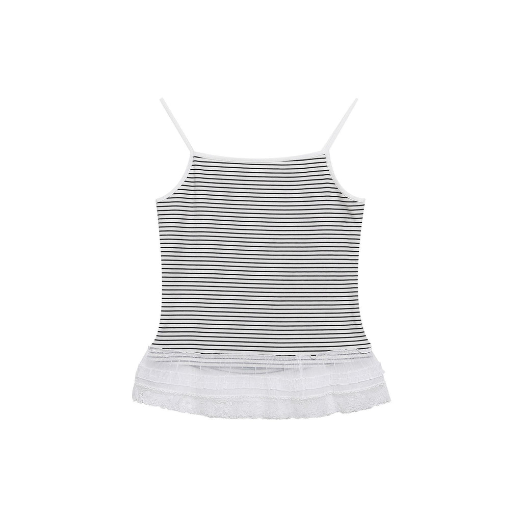 Embroidered Tank Top for Women, Lace Trimmed Hem, Fitted Slimming Inner Wear Sleeveless Top