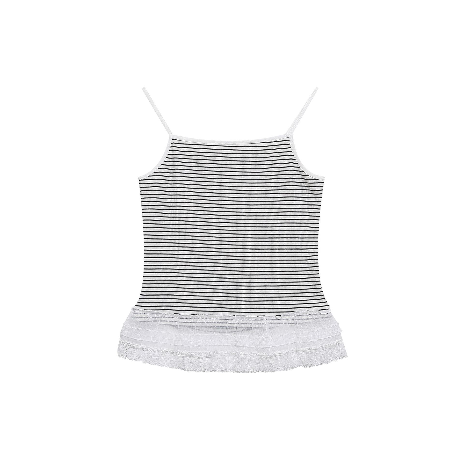 Embroidered Tank Top for Women, Lace Trimmed Hem, Fitted Slimming Inner Wear Sleeveless Top