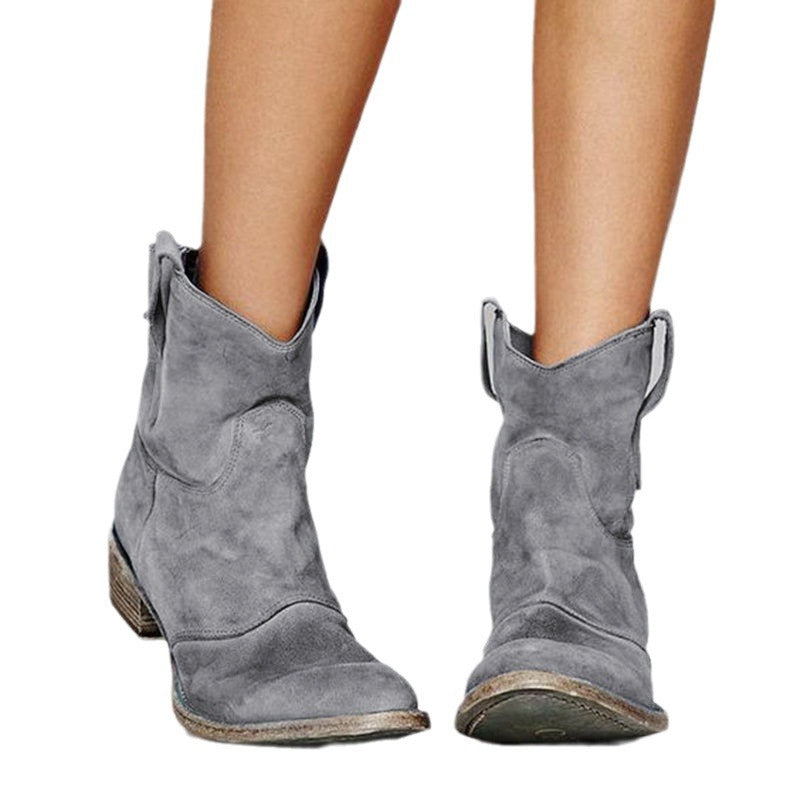 Comfortable low heeled oversized low cut women's boots
