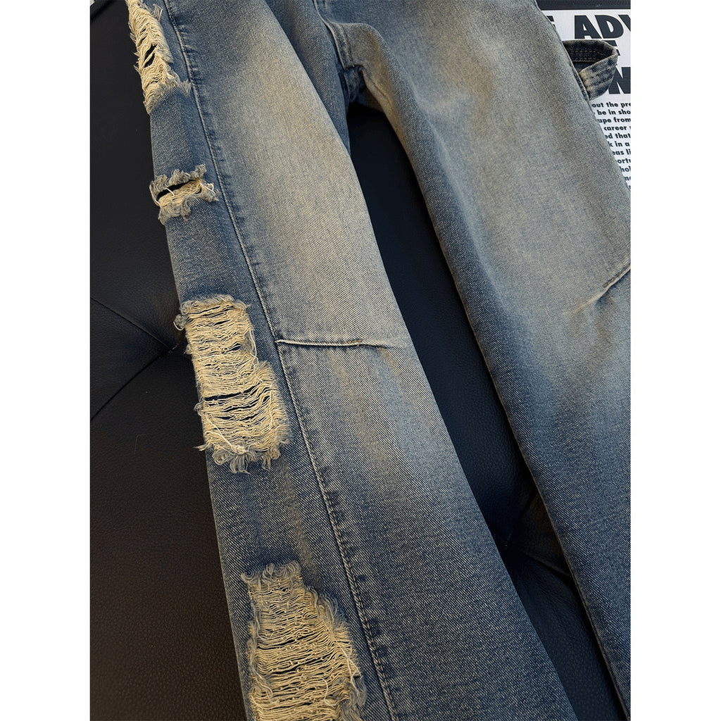 Street Style Ripped Straight Leg Jeans for Men