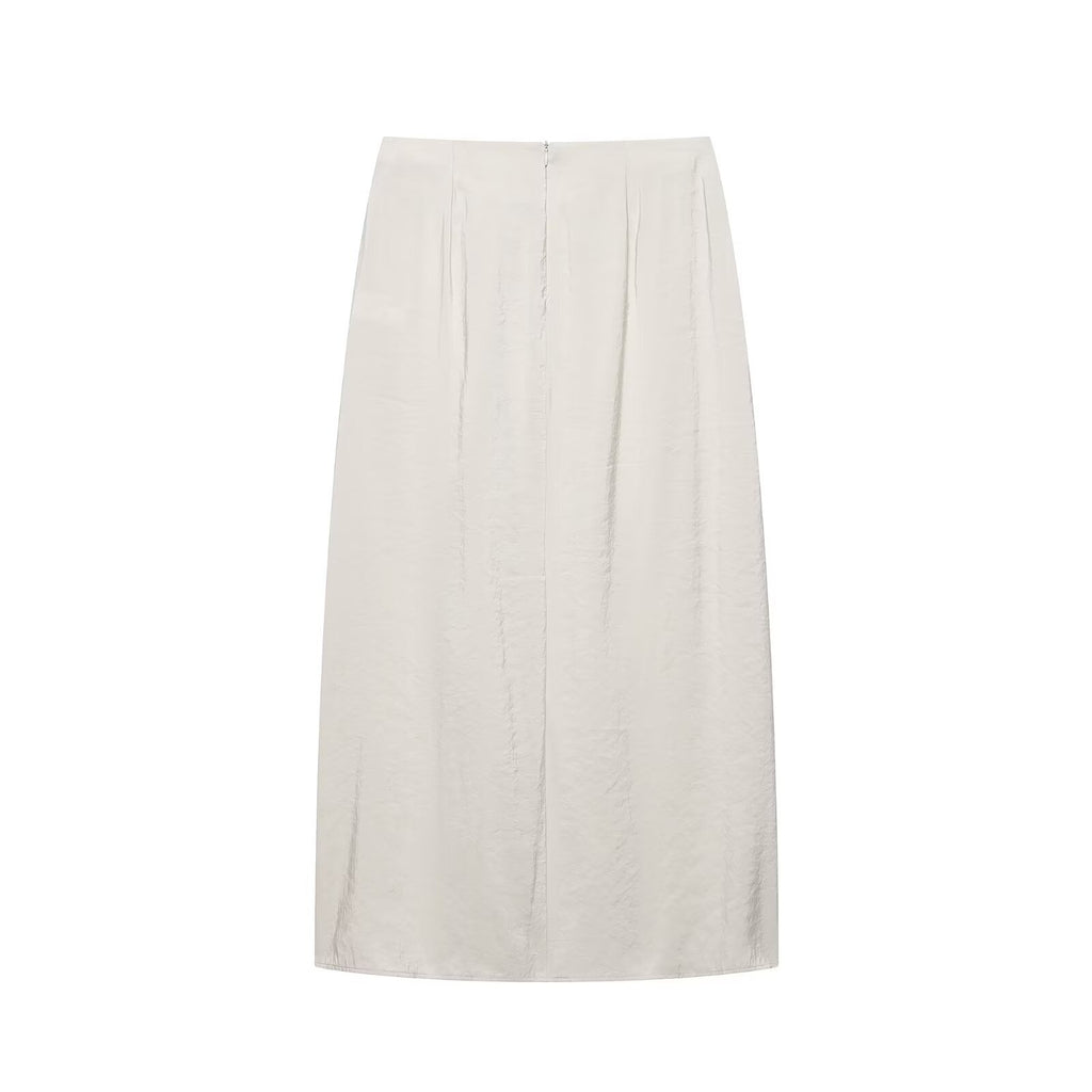 Elegant pleated knot wrapped scarf MIDI skirt