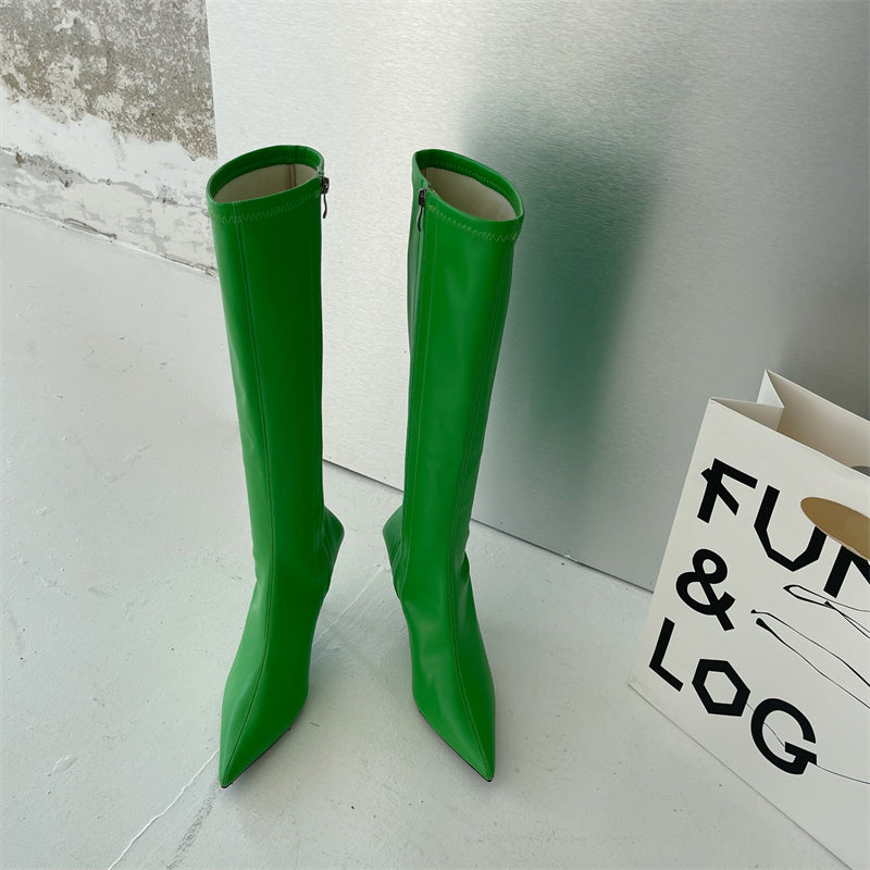 Autumn New Women's Boots Fashion Temperament Colorful Pointed Long Boots Slim Heels High Heels Boots