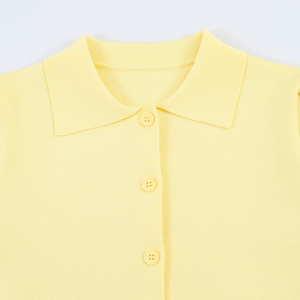 Bow embellished knitted short sleeved top
