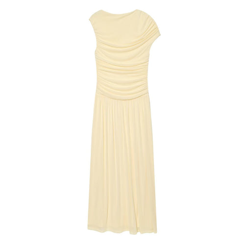Commuter style pleated mesh dress