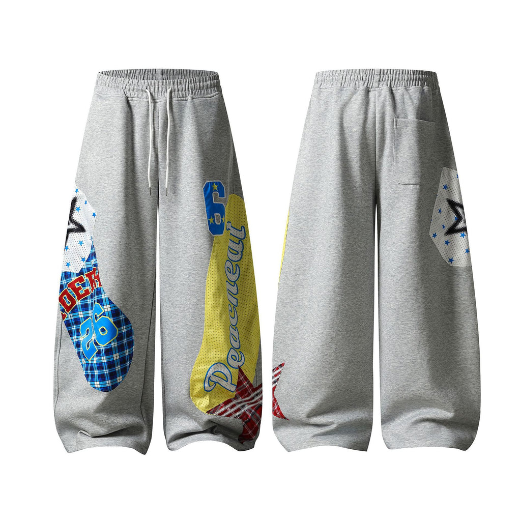 Loose Stylish Streetwear Sweatpants Cargo Stripe Wide Leg Long Pants for Women
