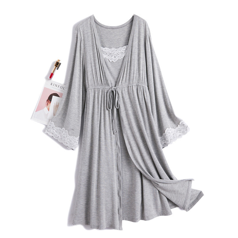 Modest Modal Postpartum Clothing Lightweight Pregnant Sleepwear Home Wear Fashion Dress Nursing Set Two-Piece Set