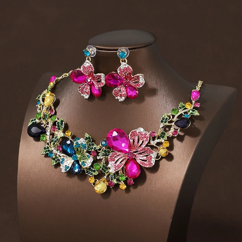 Itacazzo Decorative Props Dreamlike Style Romantic Dazzling Ladies' Necklace Earrings 3 Pcs Set  For Important Occasions