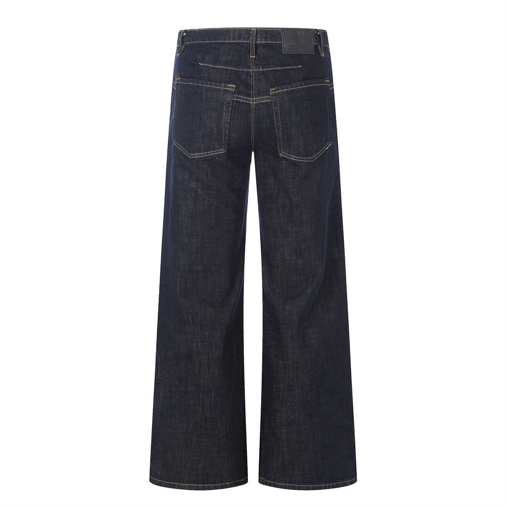 Front pocket double row button open front denim pants