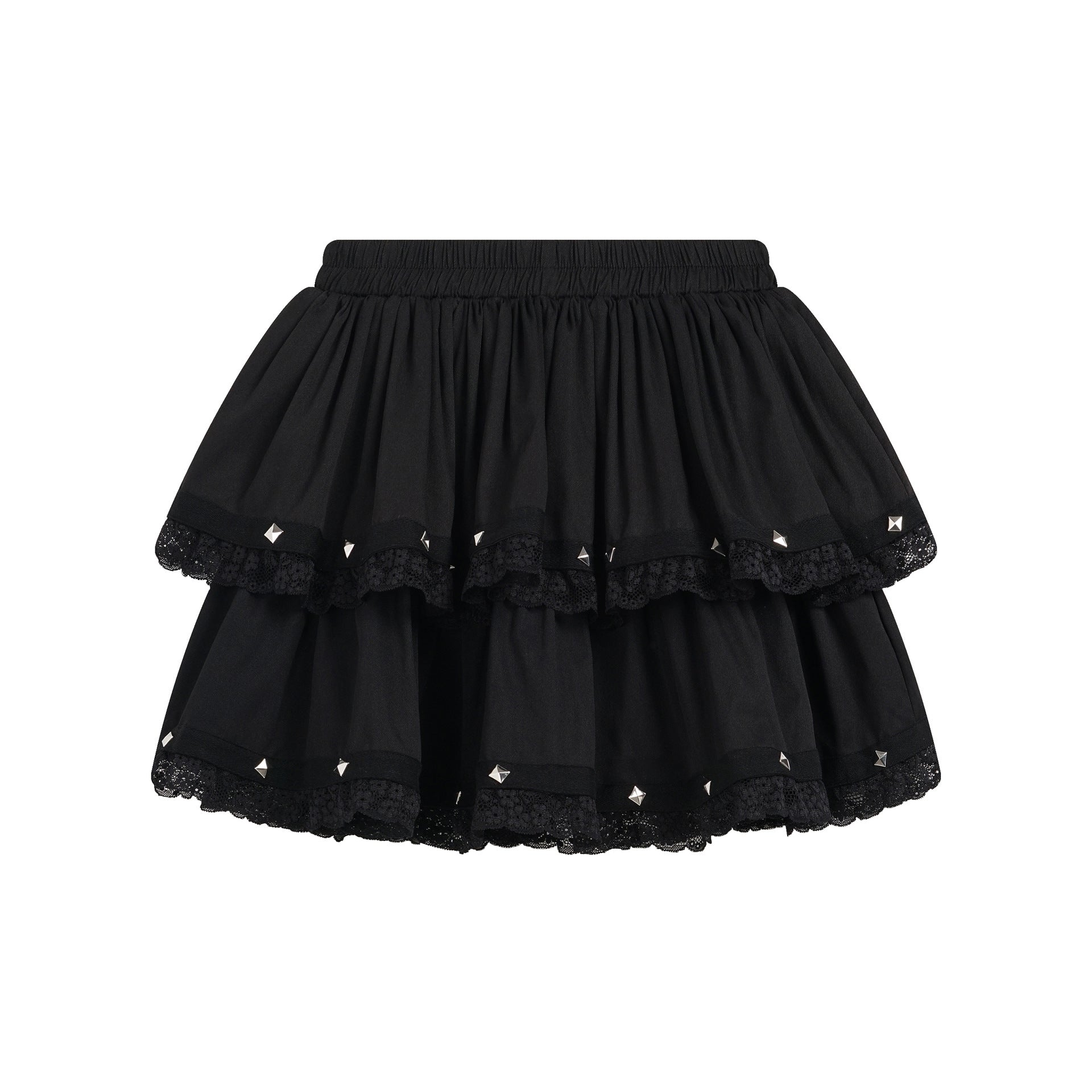 TIDEEKU Design Lace Trim Pleated Mini Skirt High Waist Multi-Layered Cake Skirt Sweet Girl Style Midi Skirt