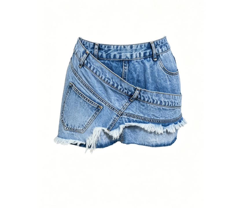 Irregular denim skirt for women's clothing